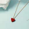 Pendant Necklaces Simple Red Acrylic Heart-shaped Necklace Fashion 3-Color Metal Clavicle Chain Jewelry Romantic Women's Party Gift