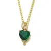 Pendentif Colliers Cristal Vert Rose Rose Pierre Amour Coeur Pour Femmes Chaînes Avec Petit Bijoux De Mode Cadeaux D'anniversaire Filles