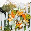 Dekorativa blommor Thanksgiving Ljusstake Ornament Vine Circle Autumn Colors Wreath For Fall Realistic Heart