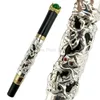 Jinhao Prático Dragon King Rollerball Caneta Metal Embossing Verde Jóias No Topo Desenho De Prata Para Office School Home