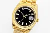 Heiße goldene neue Luxus-Herrenuhr Day Date 3255, automatisches mechanisches Uhrwerk, schwarzes Zifferblatt, Saphirglas, Durchmesser 40 mm, wasserdicht