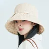 OMEA Seersucker seau chapeau femmes plis pêcheur chapeau été visière large bord Bonnet élégant disquette luxe printemps soleil chapeaux