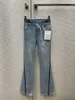 Frauen Jeans Designer Sommer Neue Stil Temperament Alter Reduziert Doppel C Liebe Metall Taille Kontrast Split Horn FUS6