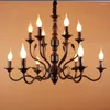 Chandeliers Hallway Rustic Metal Led Kitchen Decor Lighting Dining Room Wrought Iron Chandelier 10-16 Pcs Foyer Candelabro