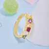 Cluster Rings WPB S925 Sterling Silver Women Colorful Heart Ring Female 4mm Bright Zircon Luxury Jewelry Girl's Holiday Gift Party