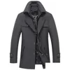 Hommes Mélanges De Laine D'hiver Nouveaux Hommes Épais Manteau Chaud Double Col Mode Casual Slim Vin Rouge Tranchée Mâle Marque Pardessus 201126 Dro Dhwev