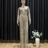Günlük Elbiseler Seksi See Through Maxi Club Auturn Kadınlar Glitter Akşam Parti Uzun File Plaj Vestidos 23327