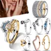 925 Sterling Silver Girl Blue Headdress Women's Silver Finger Ring Gioielli in argento fai da te Accessori moda Regalo Consegna gratuita