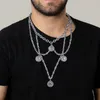 Pendentif Colliers Mode Hip Hop Rock En Acier Inoxydable Coin Collier Pour Femmes Hommes Gothique Couches Grossières Longues Chaînes Bijoux Accessoires