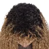 Mettez en surbrillance les perruques de cheveux humains pour les femmes afro crépus bouclés perruques avec une frange Ombre couleur bouclés sans colle perruque courte perruques de cheveux brésiliens 210% desntiy