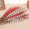 Flores secas 3 pçs artificial 77cm longo inverno jasmim planta plástico papel algodão pano casamento falso flor decoração do jardim