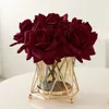 10 unidades de flores artificiales de látex rosa con borde rizado táctil hidratante, ramo de novia para boda, flor de rosa, diseño de decoración para eventos y fiestas en casa