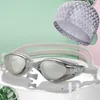 Lunettes Hommes Femmes Electroplate Étanche Anti Buée UV Silicone Lunettes De Natation Lunettes Lunettes D'eau PU Tissu Bonnets De Bain Chapeau Bouchons D'oreille 230626