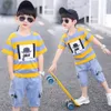 Clothing Sets 2023 Summer Baby Boys Clothes Suit Stripe Cotton T shirt Jeans Pant 2PCS Set Infant born 3 4 5 6 7 8 9 10 11 12 Yrs 230626