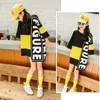 T shirts Mid length Letter Color Matching T Shirt Girls Clothes Streetwear Baby Shirts O Neck Teens Girl Tops Cartoon Casual T shirt 230626