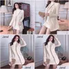 Women'S Jackets Runway Designer Blazer Womens Double Breasted Metal Button Long Sleeve Notched Collar Jacket Wool Blends T Coat 2105 Dhjsf