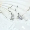 Dangle Oorbellen Mode Witte Ovale Drop Voor Vrouwen Meisjes Vergulde Koperen Leuke Krab Zirconia Pure Titanium Oorbel haak