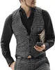 Heren Vesten Visgraat Heren Slim Fit V-hals Houndstooth Bruin Grijs Single-breasted Vest Casual Formele Zakelijke Stalknecht Vest