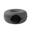 Cat Toys Donut Tunnel Bed Pets House Natural Felt Pet Cave Round Wool för små hundar Interactive Spela Toy Drop Delivery Home Garden S DHWN5