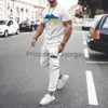 Parcours masculins Ukraine Style Men Summer Suit Tshirt Pantalon 2 pièces Jersey 3D Prince Loose Casual Casual Short Femme Woman Sportswear Clothing X0627