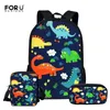 Torby Forudesigns Cartoon Dinosaur School Torby dla dziewcząt dzieci szkolne plecak 3pcs/set dzieci szkolne plecaki ortopedyczne dziewczyny