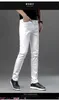 Jeans Masculino designer Designer Branco Medusa Bordado Slim Fit Pequeno Comprimento Reto Calças Marca G4H1 J8OR