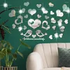 Decorative Flowers Heart Shaped Mirror Sticker Wall Stickers Mirrors Adhesive Decals Acrylic Decor