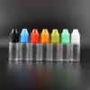 PET 10ML Plastic Dropper Bottles 100 Pcs/Lot With Child Proof Safety Caps and Nipples Highly transparent Can Squeeze have rainbow caps Emwuh