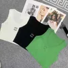 Sport Lowewe Lowe Vest Loewees Loeewe Sticked Top Crop Knits Womens Anagram Woman Tshirt Tank Tee Tank Designer Tops T Shirts Women Yoga Slim and Slim Tees Green S G3A3