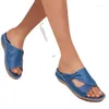 Slippers Lage Vrouwen Zomer Schoenen Op Een Wig Pantofle Slides Big Size 2023 Rome Basic Hoef Hakken Pu Rubber stof Sho