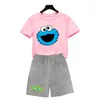 T-shirts Enfants Tops polyester à séchage rapide Rue Sésame MONSTER Design T-shirt Enfants Ensemble Filles Dessin Animé Garçons Imprimer T-shirt Bébé 230626