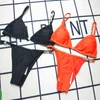 Двухсец-пляжные бикини дизайнерские купальные костюмы Скимы буквы для купания костюм мода дамы сексуальные спортивные брутки с толчком из полиэстера обратно апельсиновый Maillot de Bain