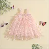 Flickans klänningar Girl Baby Girls Sleeveless Sling Dress Spädbarn Princess Lovely Summer 3D Butterfly Sweet Toddler Boutique Clothing Dro Dhan1