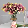 9PC/BUNK sztuczna lilia calla bouuquet prawdziwy dotyk plastikowe fałszywe kwiaty myska ślubna stół ślubny