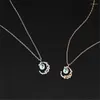Pendentif Colliers Mode Argent Couleur Lune Cristal Collier Exquis Femmes De Fiançailles De Mariage Dames Bijoux
