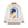 23SS Designer Shirt Casablanc Hawaiian Oasis Island Paesaggio Casicni casual Beach Kingdom Dipingeva magliette sciolte