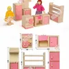 Doll House Accessories 6 set style Funny Kids Pretend Role Wooden Toy Dollhouse Nursery Room dining room living romm Miniature Furniture 230626