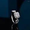 Cluster Rings 925 Silver Women's 1CT Moissanite 6.5mm Passe Diamond Test Girl Birthday Par Proposal Presents Anniversary Luxury Jewelry