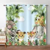 Curtains Safari Animals Window Curtain Cartoon Jungle Forest Print Curtains Home Decor Drapes for Baby Children Bedroom Living Room 2pcs