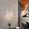 Lampada da parete Biewalk Swan Gold Crystal Comodino Camera da letto Soggiorno Decorazioni per la casa Illuminazione per interni a LED