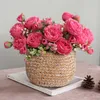 Fiori secchi 30 cm Bouquet artificiale di peonia di seta rosa rosa testa grande e 4 falsi economici per la decorazione domestica di nozze al coperto