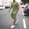 Tute da uomo Summer Fashion Fitness Suit Oneck Elastico in vita Maglietta traspirante Sportswear Fitness Tuta da uomo x0627