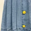 Rokken S-XL Hoge kwaliteit blauwe denim stof geplooide slim fit knop decoratie sexy casual gemakkelijk te combineren damesrok