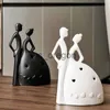 Objets décoratifs Figurines Figure abstraite Statue Home Decor Couple Cadeaux Céramique Couple Sculpture Décor Statue Figurine pour Salon Chambre Bureau