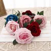 Dried Flowers 5pcs Short Rose Artificial Plants Luxurious Wedding Decoration Bride Holding Bouquet Event Party Window Fake