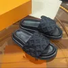 Дизайнерский бренд Luxury Pool Pillow Comfort Flat Mules Тапочки с тиснением Мужские женские сандалии с тыквенным принтом Slip-on Beach Fashion Slides With Box Size 35-45