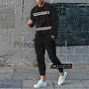 Tracki męskie letnie męskie 2 -częściowy zestaw dróg luksusowy strój długi rękawowy tshir tshir set Casual Oversizes Men Ubranie Tshirt Suit Jogging x0627