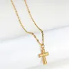 Pendant Necklaces Vintage Stainless Steel Cross Elegant Women's Clavicle Chain Religious Faith Jewelry Gift
