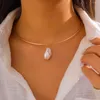 Collane con ciondolo Ailodo Elegante collana di perle barocche imitazione per le donne Minimalista Festa nuziale Gioielli di moda Regalo per ragazze