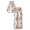 Clothing Sets Summer Girls' Round Neck Off Shoulder Print T Wide Leg Pants Fashion Sweet Two Piece Set 230626